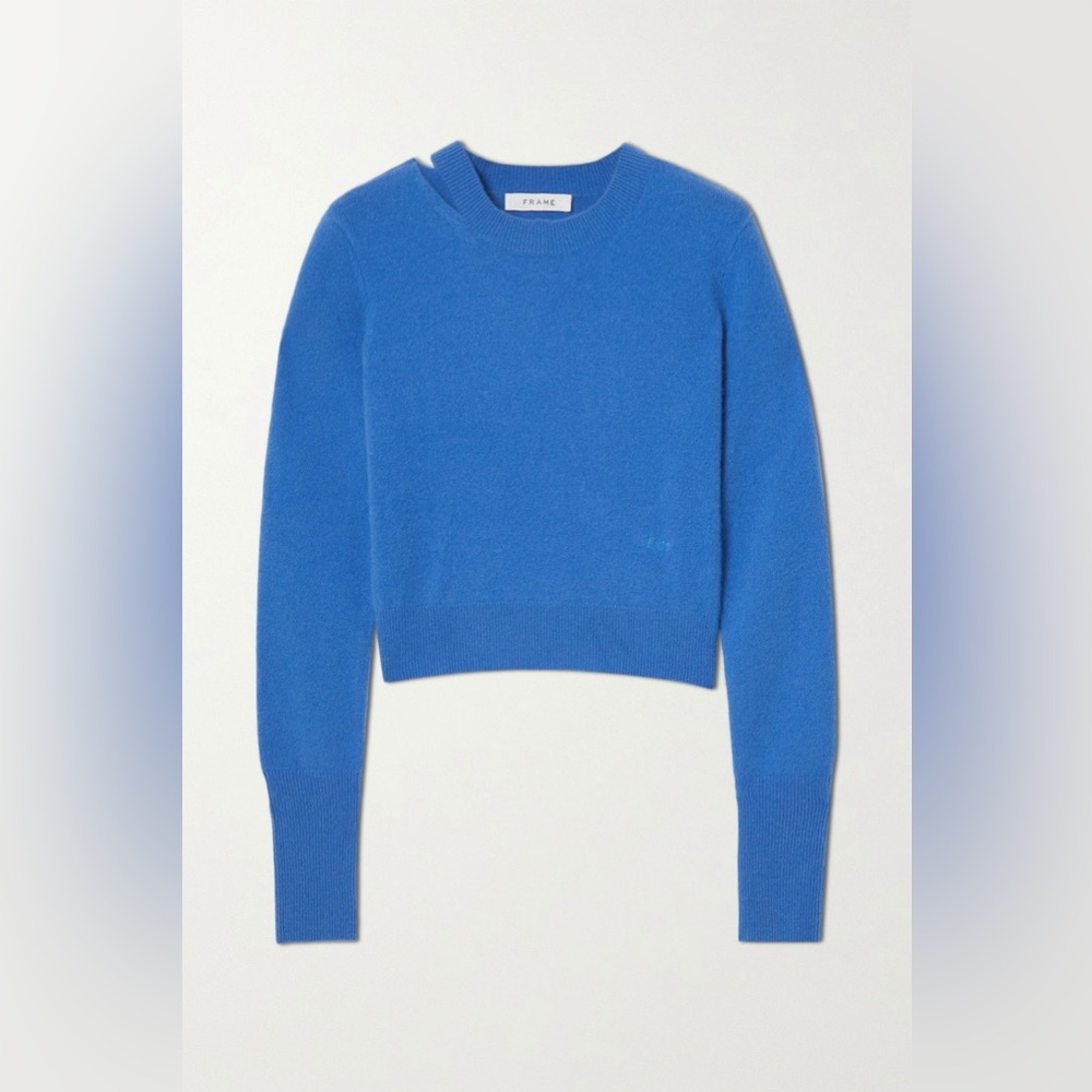 NWT $448 Frame Cutout Cashmere Sweater in Blue - Picture 4 of 4